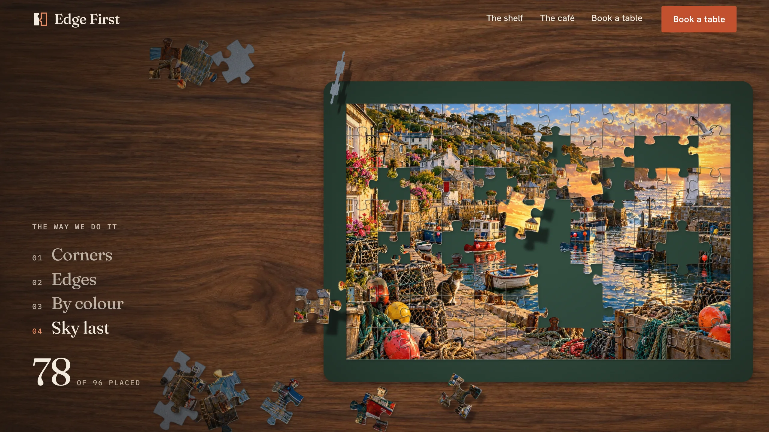 Edge First: puzzle café website template