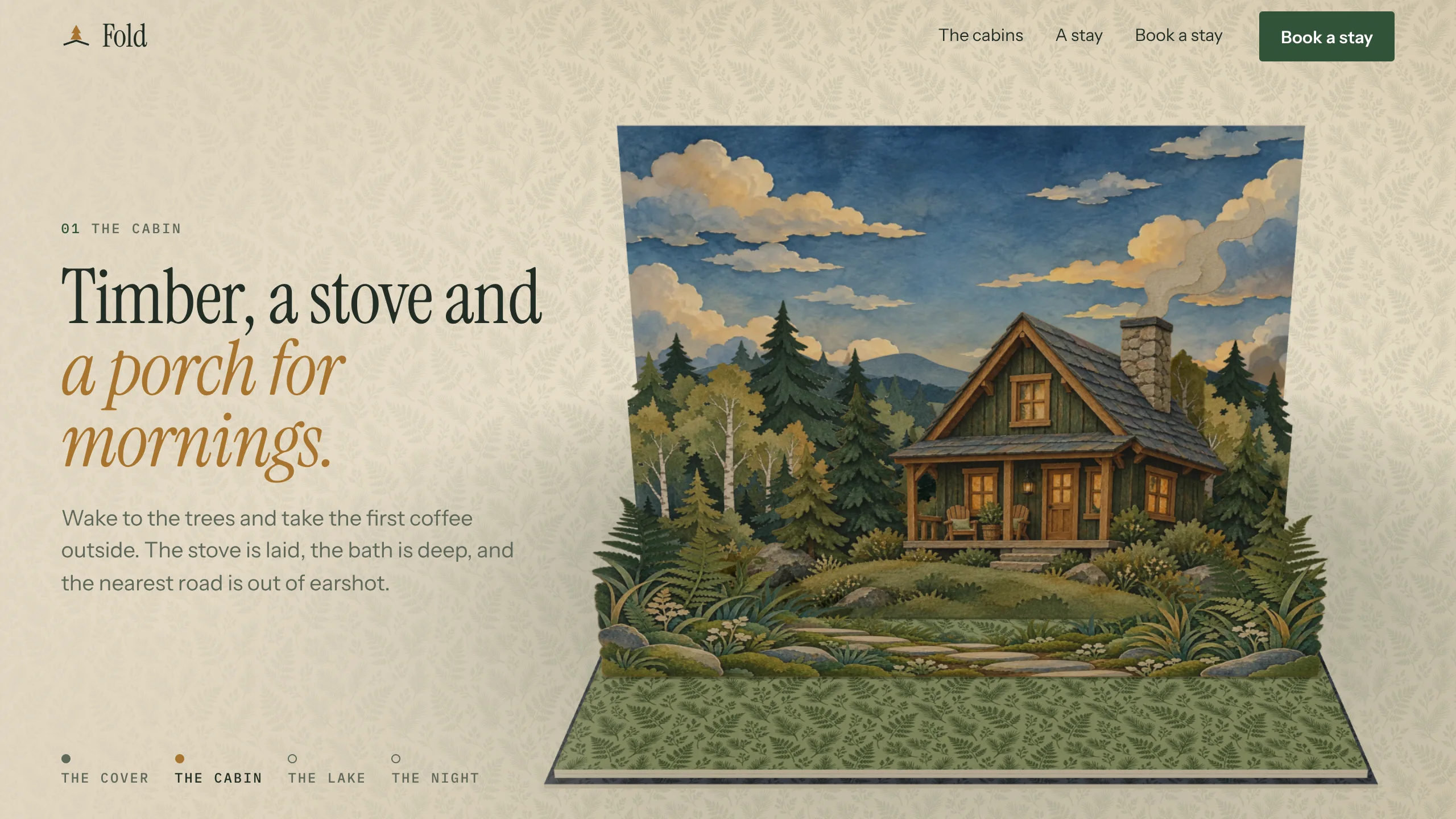 Fold: cabin retreat website template