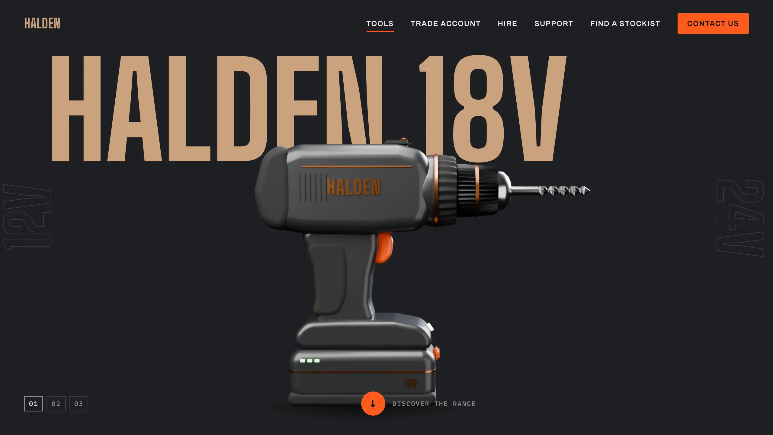 Halden 18V: tool brand website template