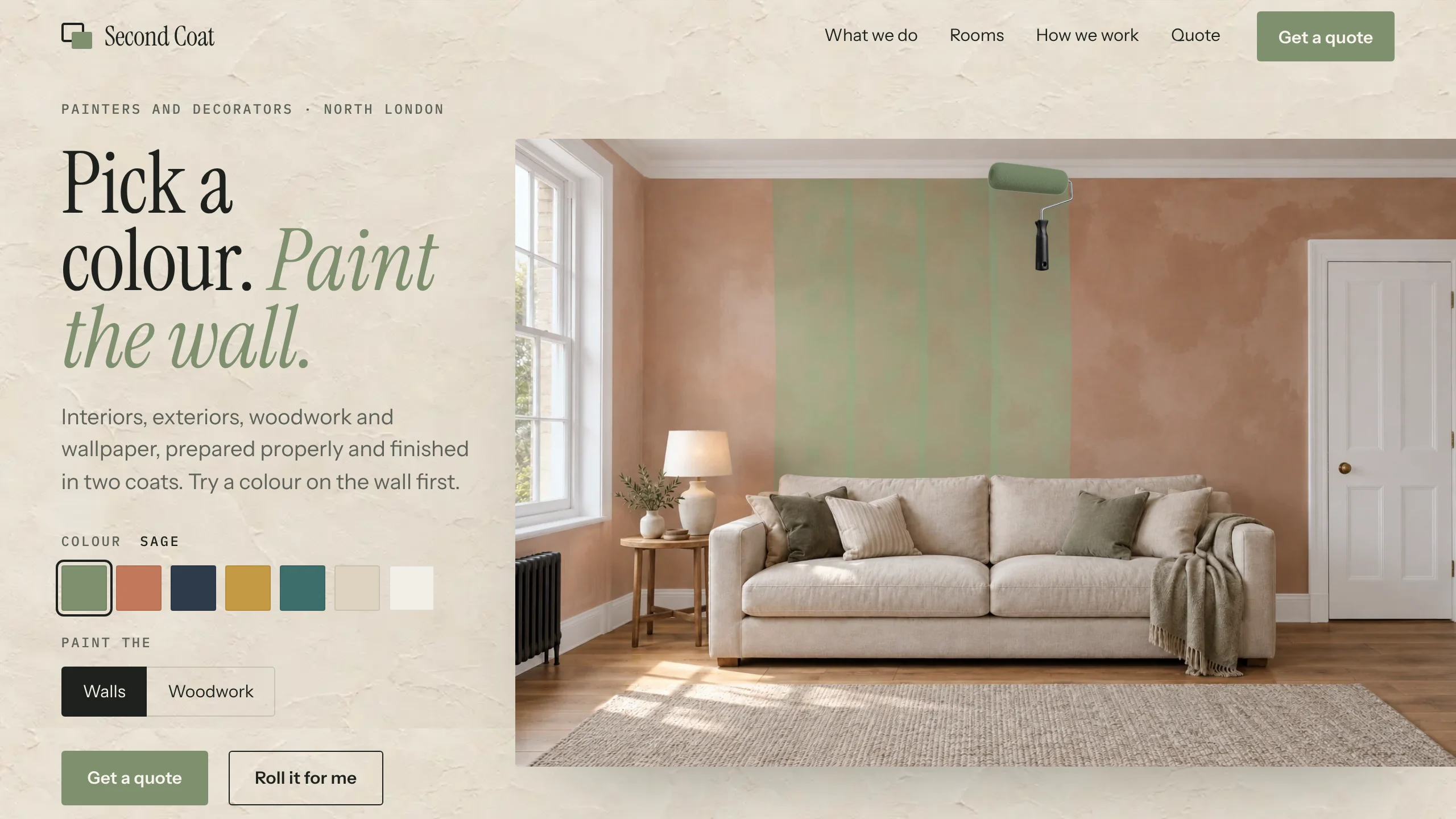 Second Coat live demo, on a desktop screen