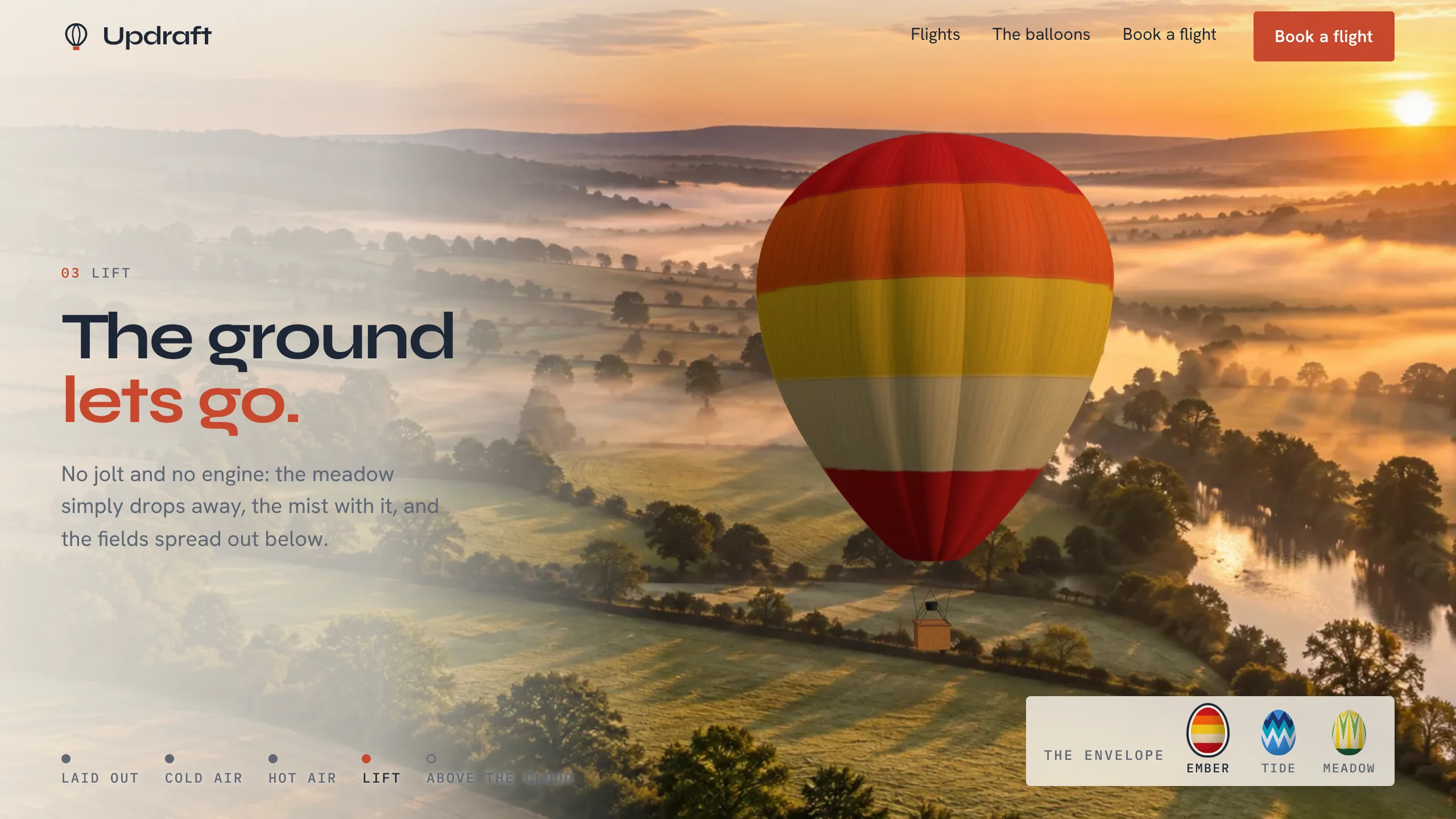 Updraft: balloon flights website template